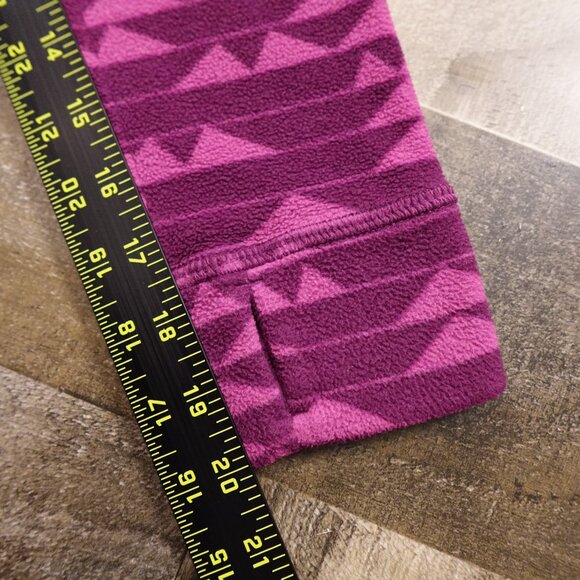L.L.Bean Fleece Pullover Kids M 10–12 Purple Magenta Geometric Outdoor Layer - Picture 6 of 8